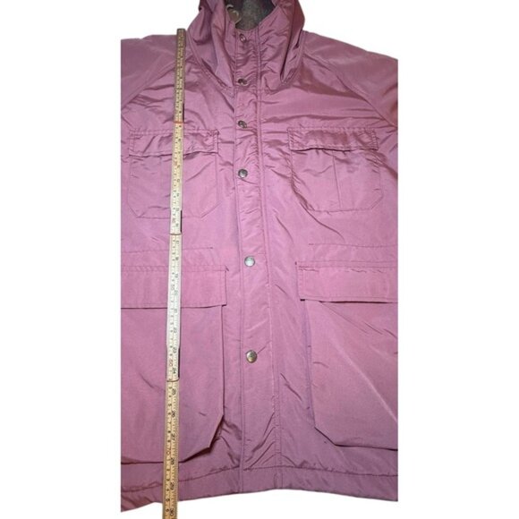VTG LL Bean Womens M Baxter State Parka Hooded Rain Coat Pink Wool Lined USA - Picture 10 of 10